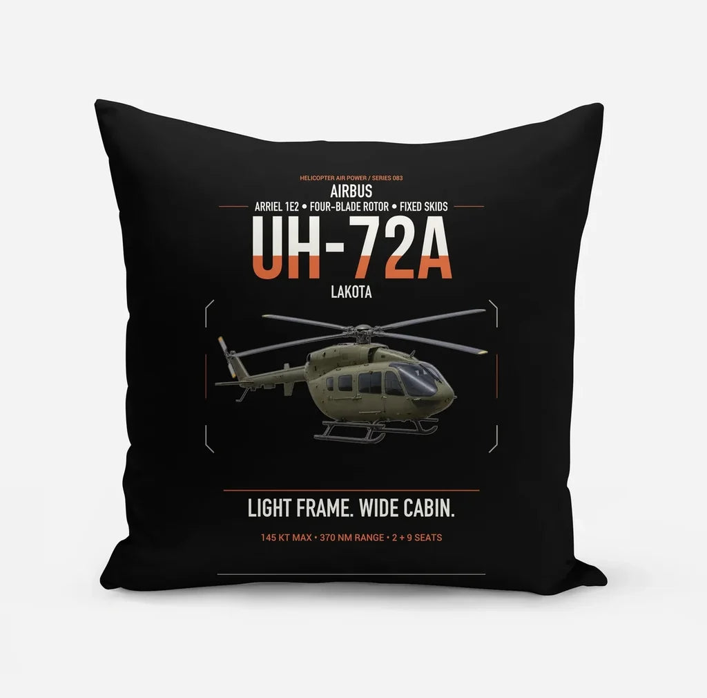 Airbus UH-72A Lakota design on black pillow