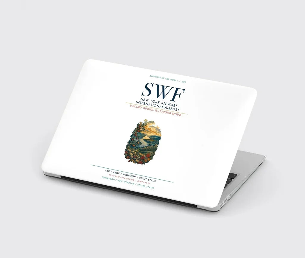 New York Stewart International Airport (SWF) design on white MacBook case