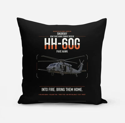 Sikorsky HH-60G Pave Hawk design on black pillow