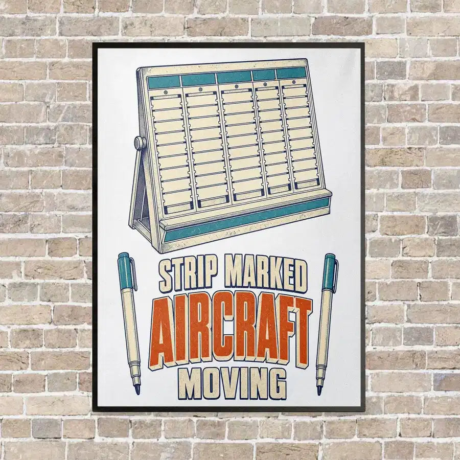 Strip Marked Aircraft Moving vertical canvas print - framed - white background