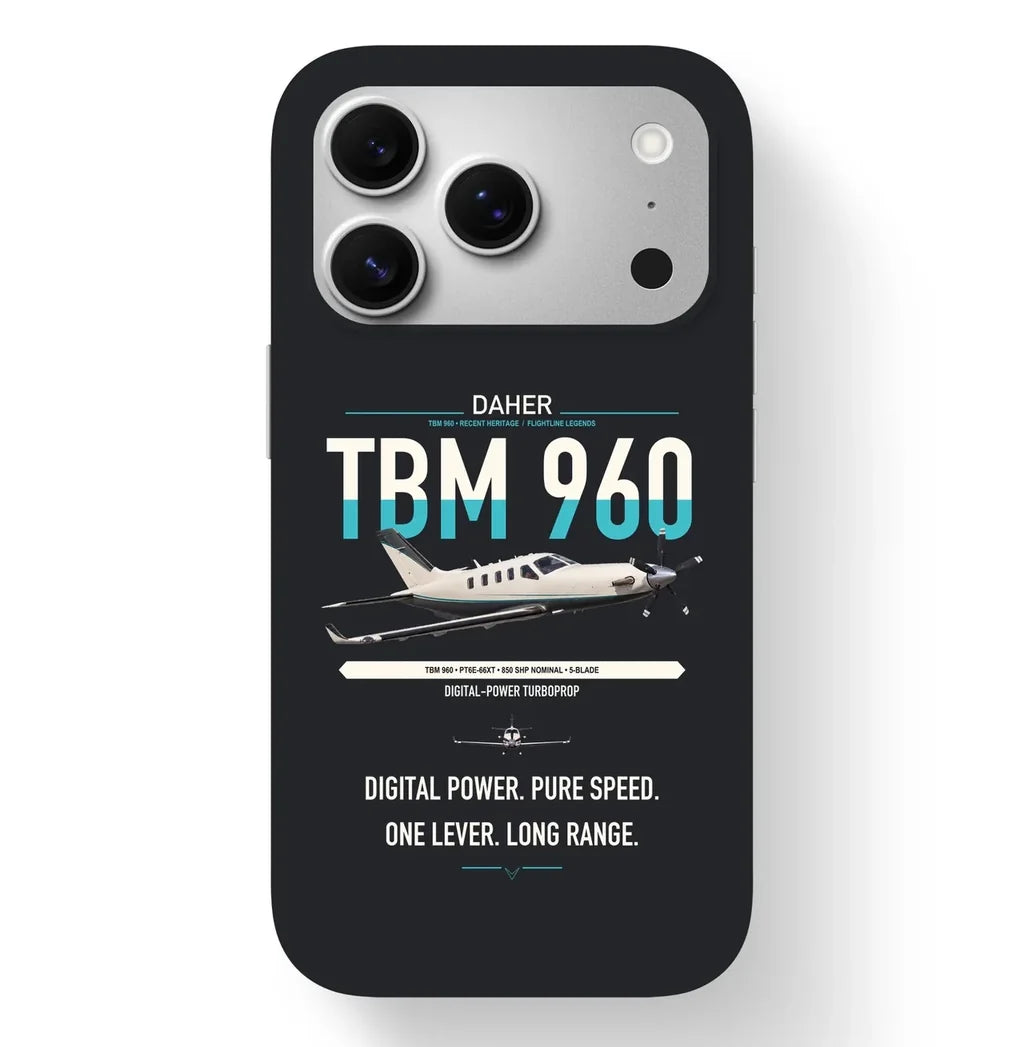 Daher TBM 960 design on black magsafe iphone case, for iPhone 17 Pro