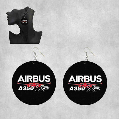 Amazing Airbus A350 XWB aviation drop earrings, wood with metal hooks body with engraved detail.