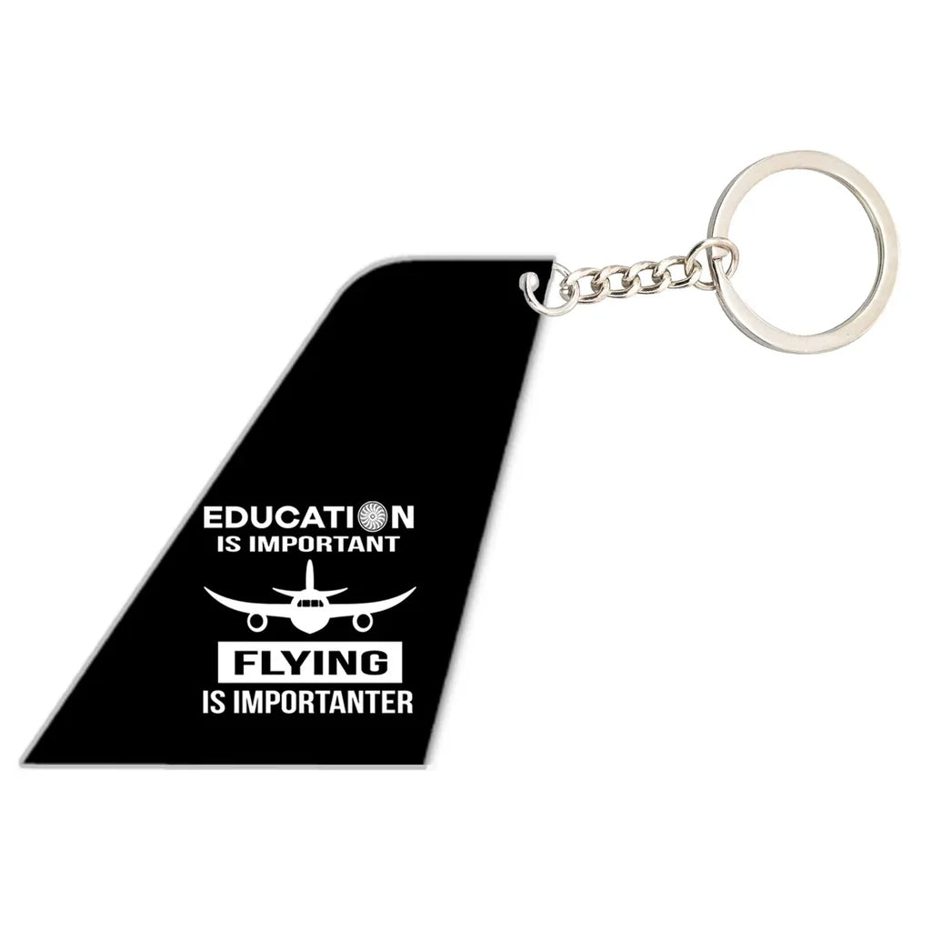Flying is Importanter aviation aircraft-tail key chain, acrylic body, metal ring.