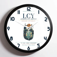 Thumbnail for London City Airport (LCY) design on white framed wall clock