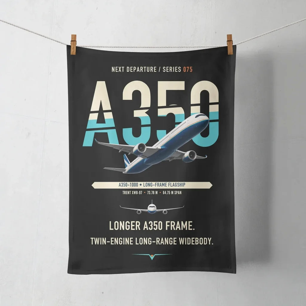 Airbus A350-1000 design on black towel