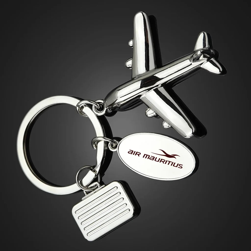 Air Mauritius Airlines Suitcase aviation suitcase-shape key chain, durable metal alloy.