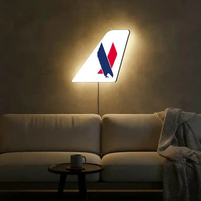 Envoy Air aviation design on durable metal with LED aircraft tail wall art.