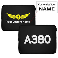 Thumbnail for Airbus A380 Flat Text Laptop & aviation print laptop & tablet case, fits laptop or tablet.