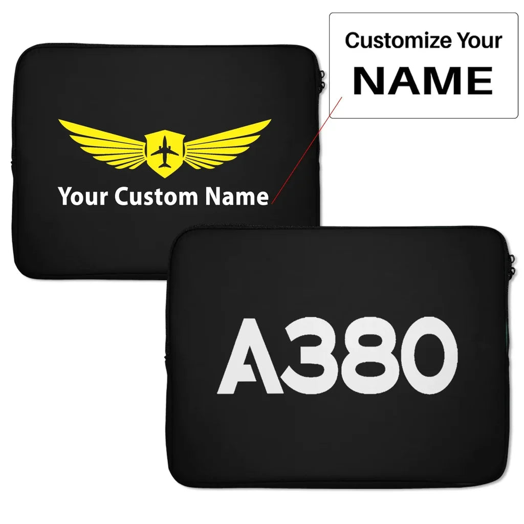 Airbus A380 Flat Text Laptop & aviation print laptop & tablet case, fits laptop or tablet.