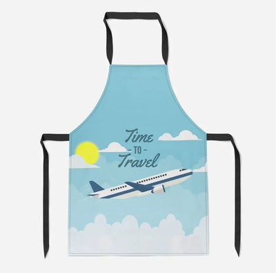 Time to aviation design on durable cotton blend kitchen apron.