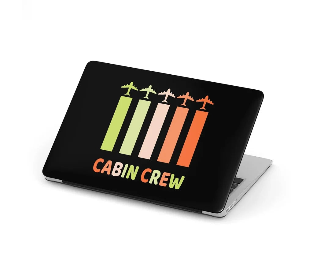 Colourful Cabin Crew aviation print MacBook case, fits MacBook.