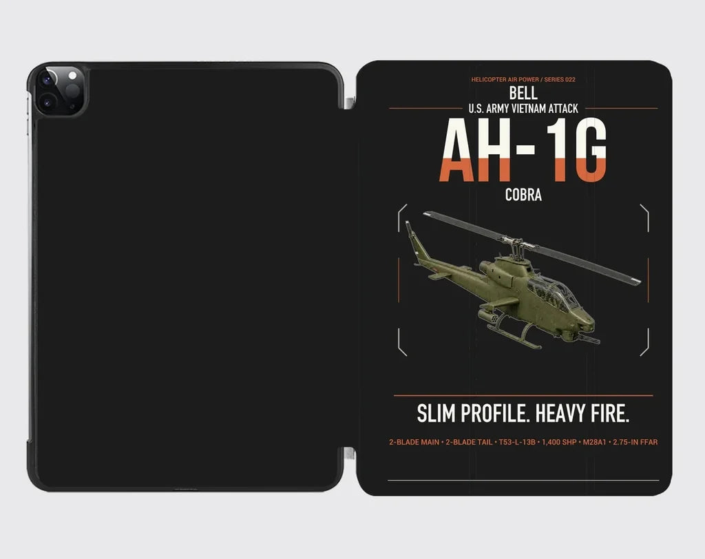 Bell AH-1G Cobra design on black ipad tablet case