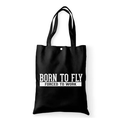Born To Fly Forced To Work aviation tote bag in canvas.