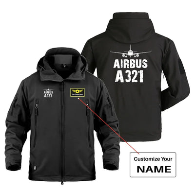 Airbus A321 & Plane Military Jackets (Customizable) aviation design printed on heavy cotton shell with field-style pockets mi.