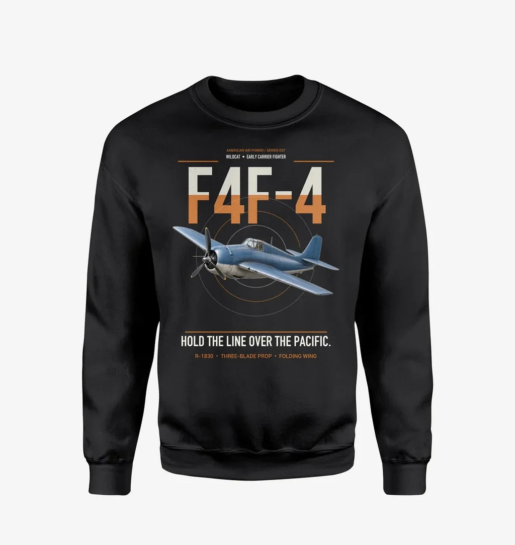 F4F-4 Wildcat design on black sweatshirt