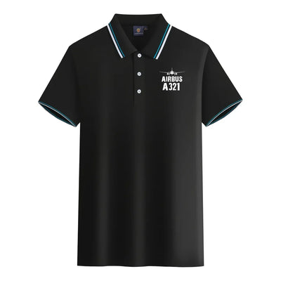 Airbus A321 & Plane aviation design printed on soft cotton stylish polo shirt.