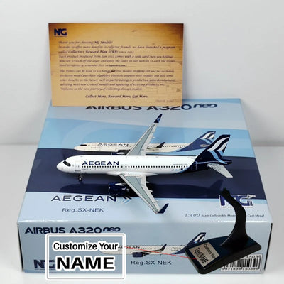 Side view of Aegean Airlines Airbus A320Neo 1/400 Scale Airplane Model aviation 20-30cm scale model aircraft in diecast metal.