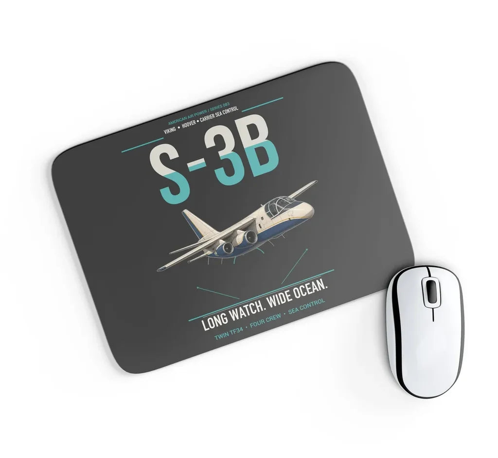 S-3B Viking design on black rectangle mouse pad