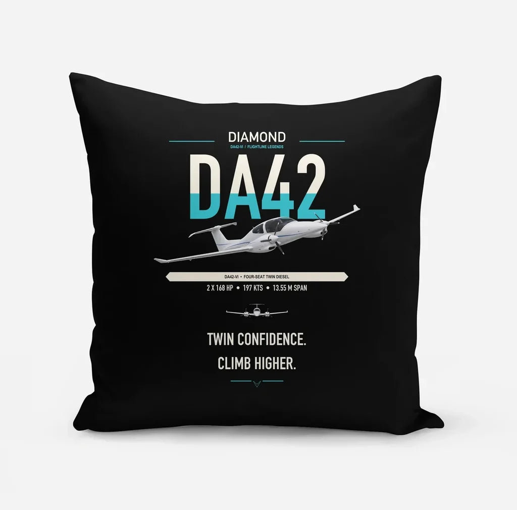 Diamond DA42-VI design on black pillow
