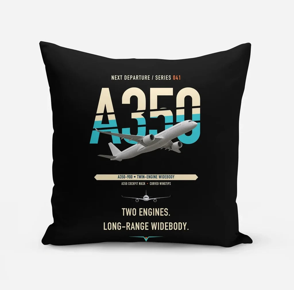 Airbus A350-900 design on black pillow