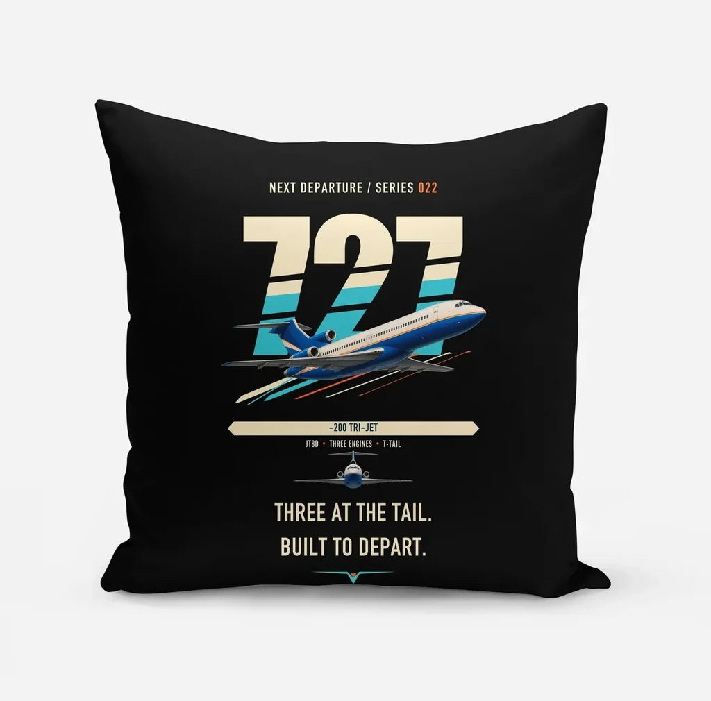 Boeing 727-200 design on black pillow