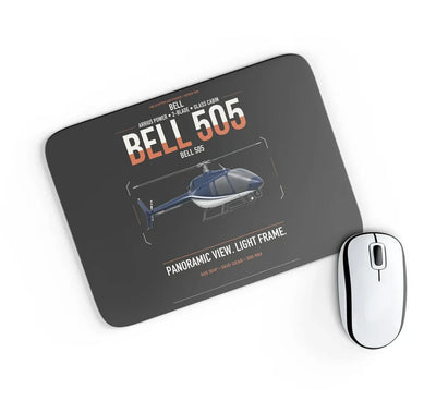 Bell 505 design on black rectangle mouse pad