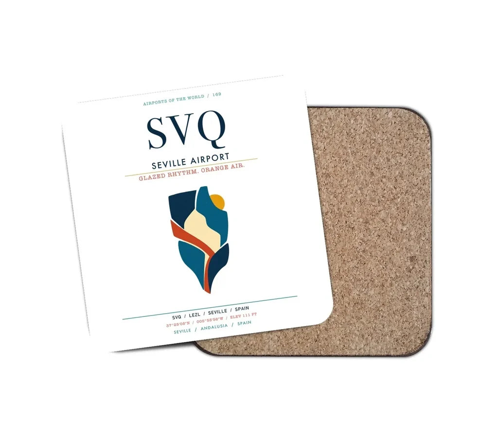 Seville Airport (SVQ) design on white 1 piece coaster