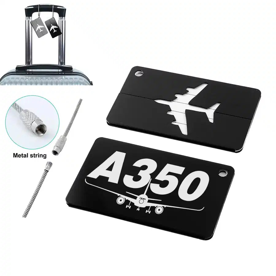 Super Airbus A350 aviation aluminum luggage tag in aircraft-grade aluminum.