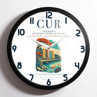Thumbnail for Curaçao International Airport (CUR) design on white framed wall clock