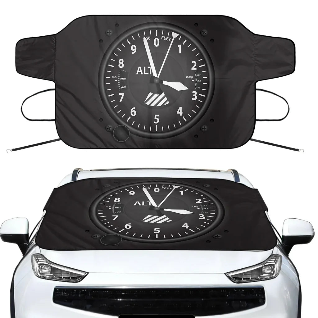 Airplane Instruments-Altitude Car aviation design on car windshield cover.