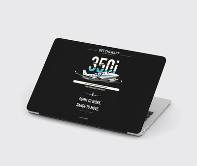 Beechcraft King Air 350i design on black MacBook case