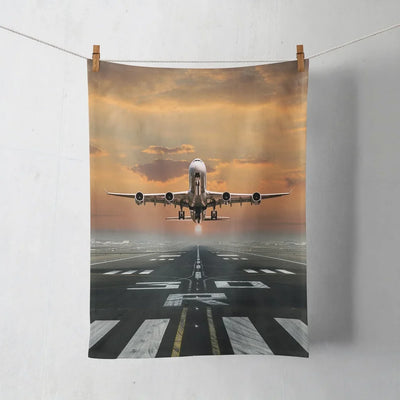 Aircraft Departing from RW30 aviation design on soft absorbent cotton towel.