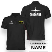Thumbnail for Concorde & Plane aviation design printed on soft cotton double-side polo.
