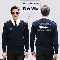 Thumbnail for If It Ain't Airbus I'm Taking A Bus aviation design on premium wool blend wool pilot sweater.