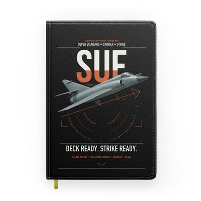 Dassault Super Étendard design on black notebook