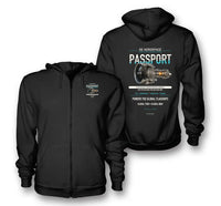 Thumbnail for PASSPORT design on black zipped hoodie