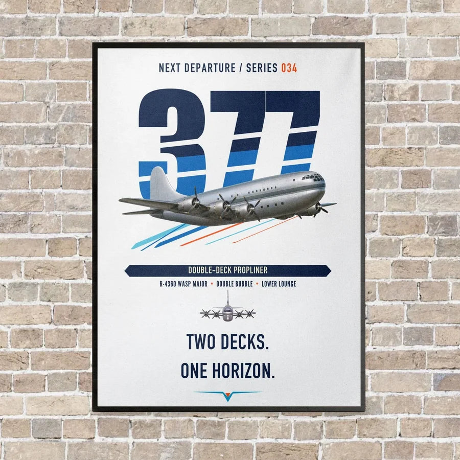Boeing 377 Stratocruiser vertical canvas print - framed - white background