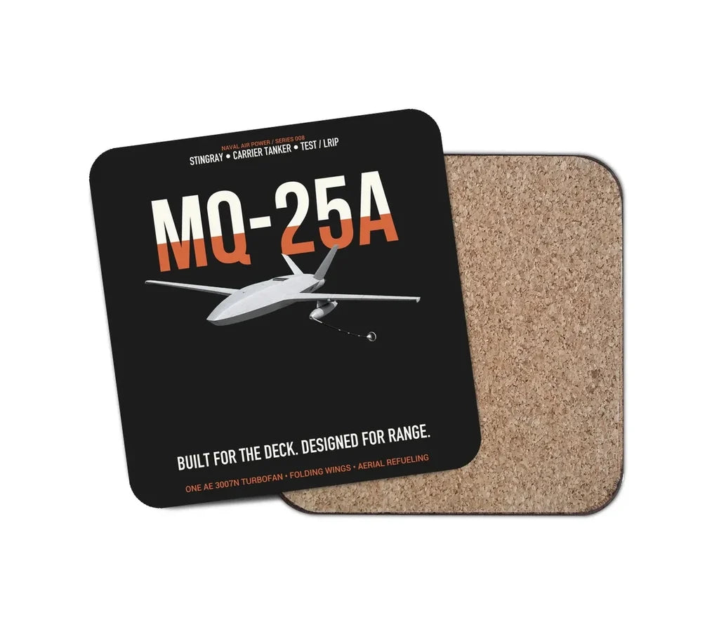 MQ-25A STINGRAY design on black 1 piece coaster