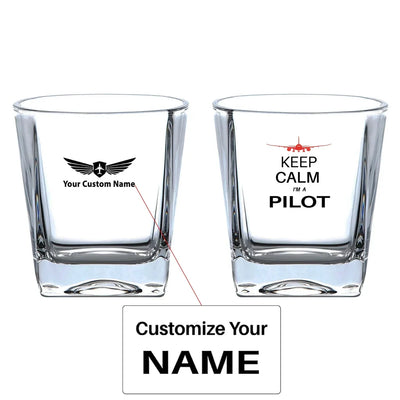 Pilot (777 Silhouette) aviation design on whiskey glass, crystal-clear premium glassware.