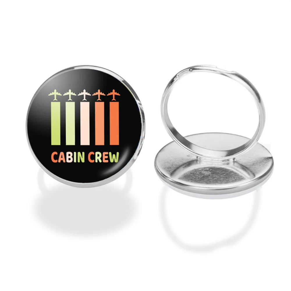 Colourful Cabin Crew aviation ring in stainless steel.