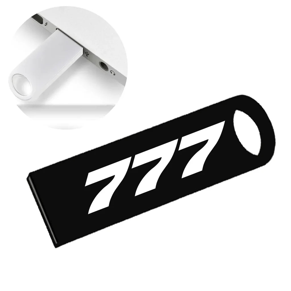Boeing 777 Flat Text aviation design on durable waterproof casing waterproof USB device.