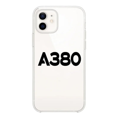 Airbus A380 Flat Text Transparent Silicone aviation print transparent iPhone case, fits iPhone.