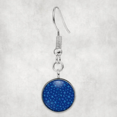 Many Airplanes Blue aviation earrings, hypoallergenic alloy body with engraved detail.