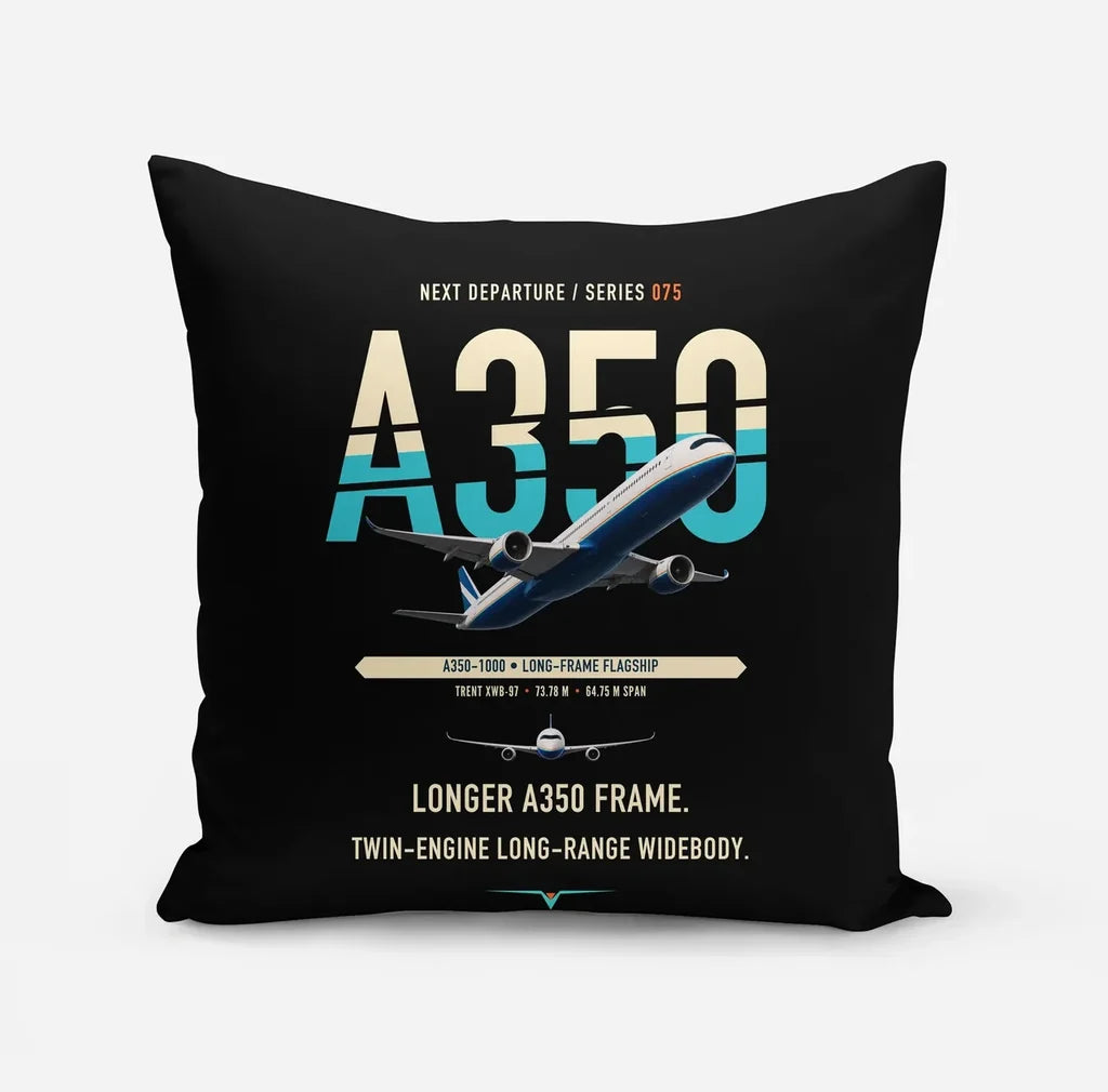 Airbus A350-1000 design on black pillow