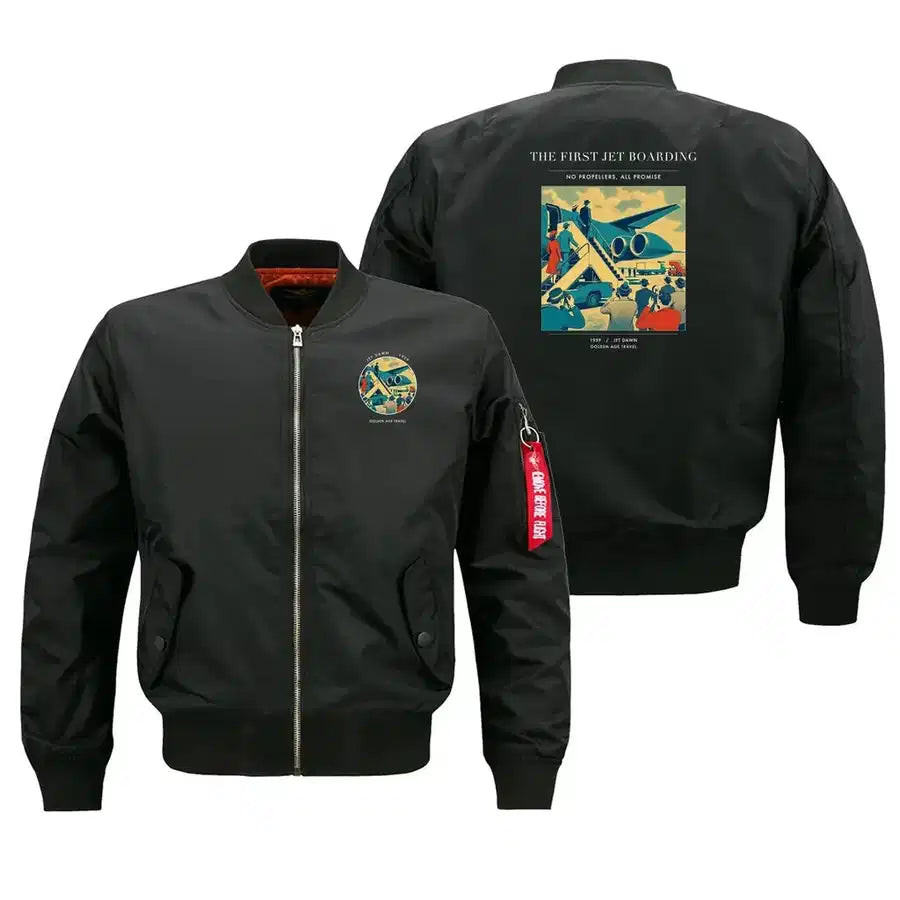 VINTAGE G4228 - The First Jet Boarding - Bomber Jacket design on black