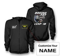 Thumbnail for Boeing 737 & Leap 1B aviation design on soft cotton blend zipped hoodie.