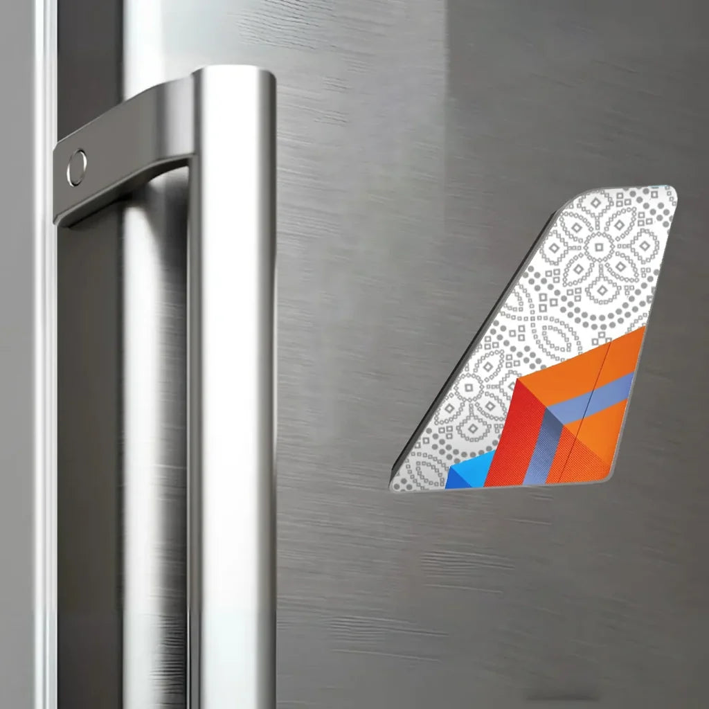 Air India Express aviation design tail magnet in 3D metal with magnetic back.