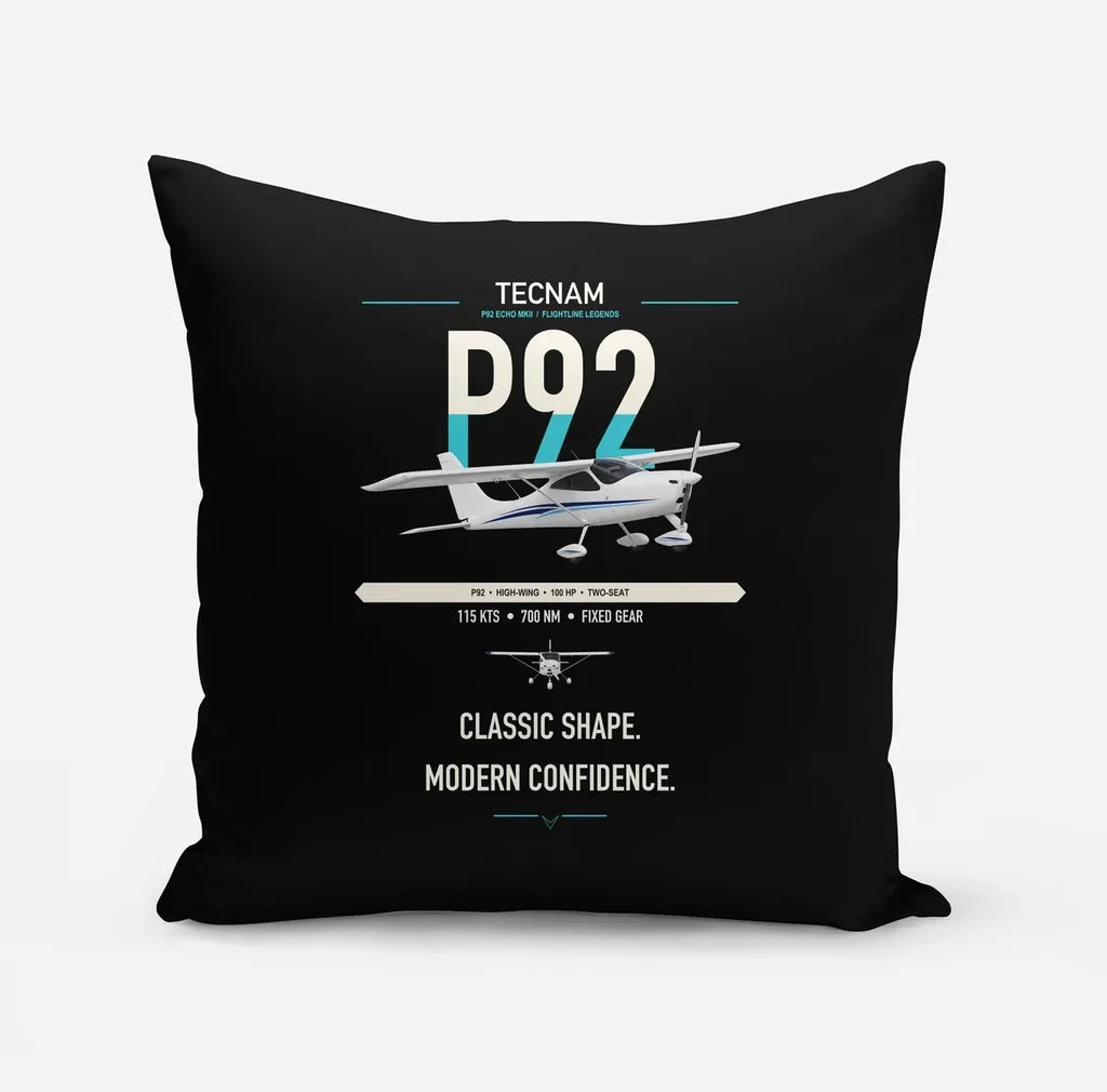 Tecnam P92 Echo MkII design on black pillow