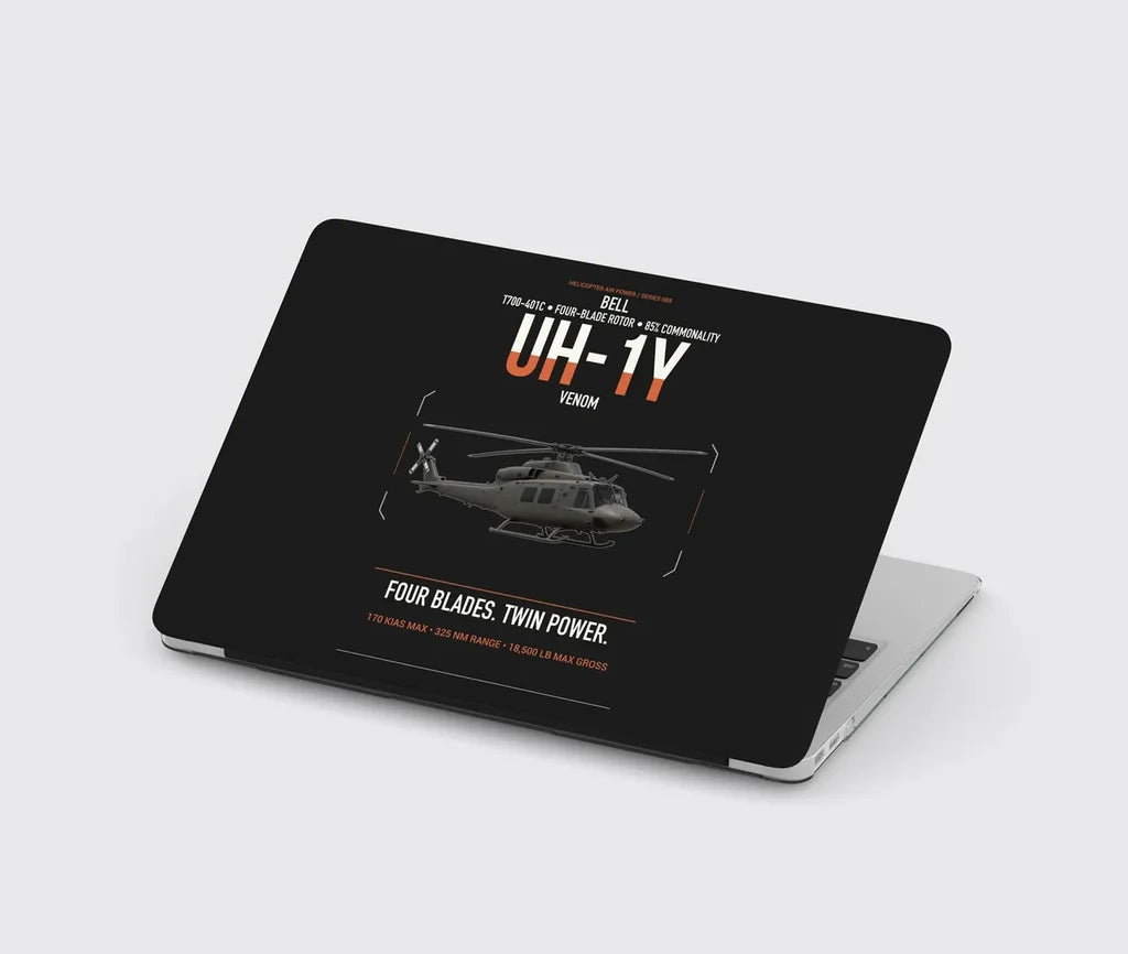 Bell UH-1Y Venom design on black MacBook case