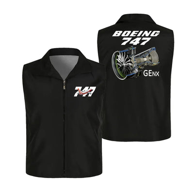 Boeing 747 & GENX Engine Thin Style aviation design printed on lightweight shell with sleeveless design thin vest.